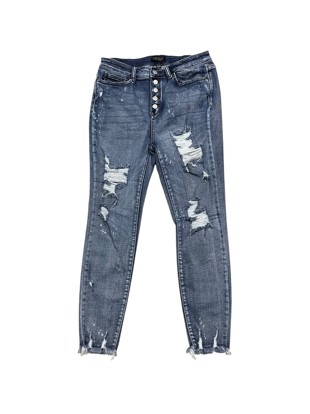 Judy Blue Skinny Jeans Distressed Button Front Light Blue Skinny Jeans Size 31